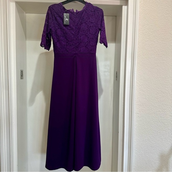 Purple Lace Formal Maxi Dress – Rephyllis Size Large NWT - Picture 4 of 11